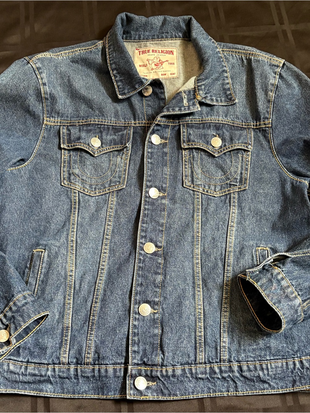 True Religion Jesse SN Trucker Jacket Mens Size:XL Blue Denim